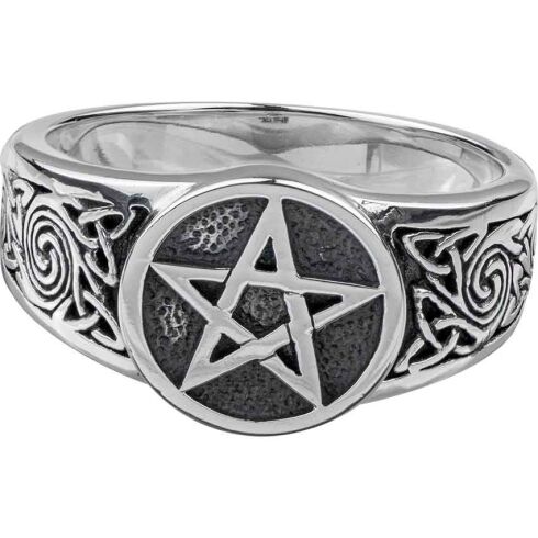 White Bronze Celtic Knot Pentacle Ring