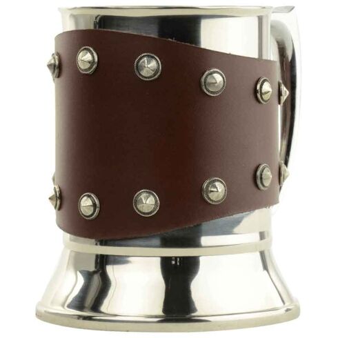 Medieval Tankard with Studded Leather Wrap