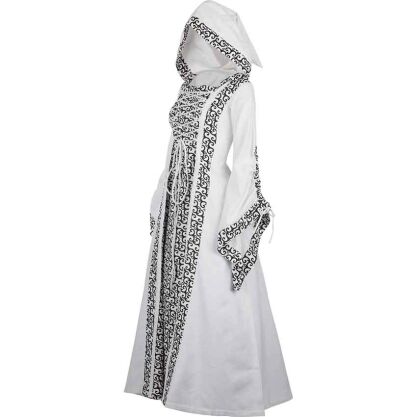 White Medieval Maiden Hooded Dress