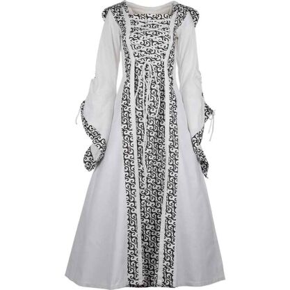 White Medieval Maiden Hooded Dress