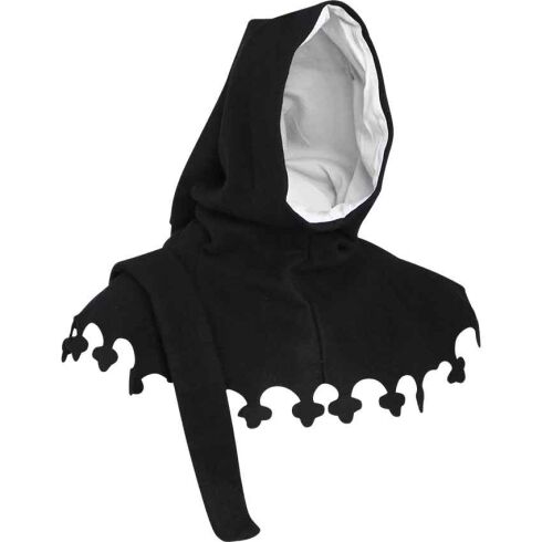 Wool Medieval Liripipe Hood - Black