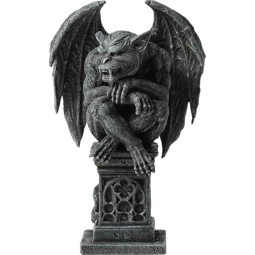 Medieval Gargoyle Sitting on Pedestal Statue