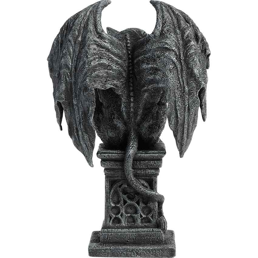 Medieval Gargoyle Sitting on Pedestal Statue