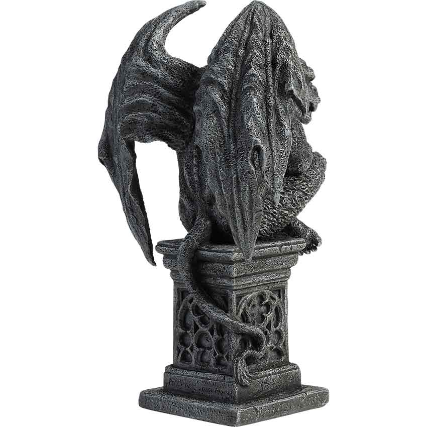 Medieval Gargoyle Sitting on Pedestal Statue