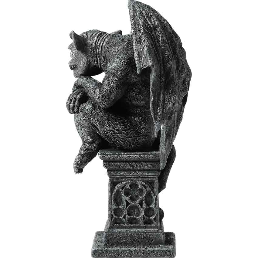 Medieval Gargoyle Sitting on Pedestal Statue