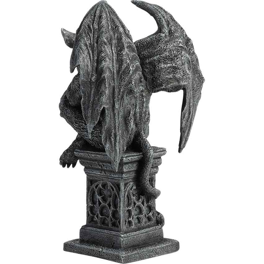 Medieval Gargoyle Sitting on Pedestal Statue