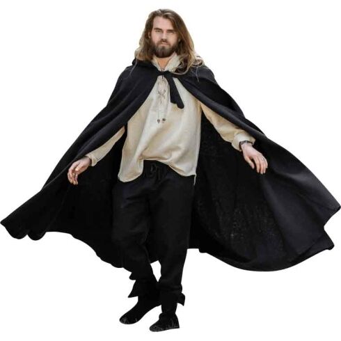 Elinor Classic Medieval Cloak - Black