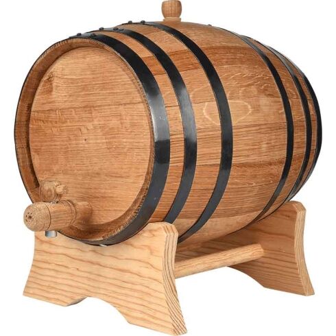 10 Liter Oak Barrel with Black Steel Hoops