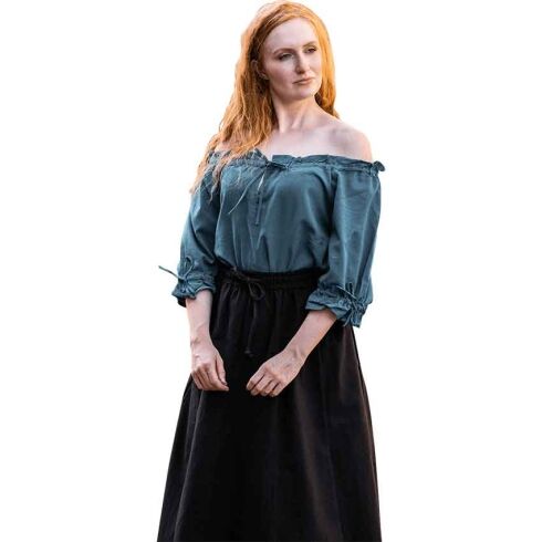 Vera Medieval Short Sleeve Blouse - Petrol Blue