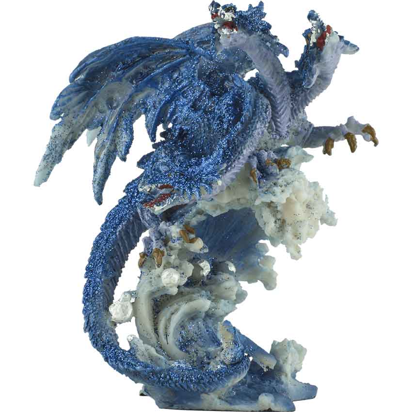 Blue 3 Headed Dragon Statue - 05-71183 - Medieval Collectibles
